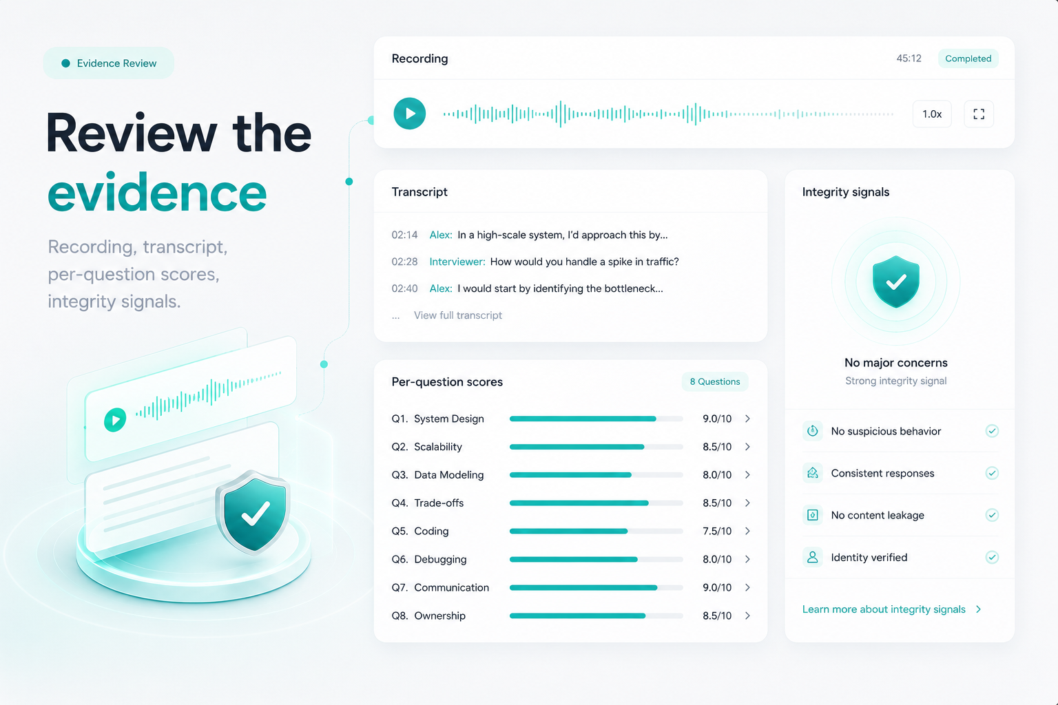 Evidence pack and scoring review